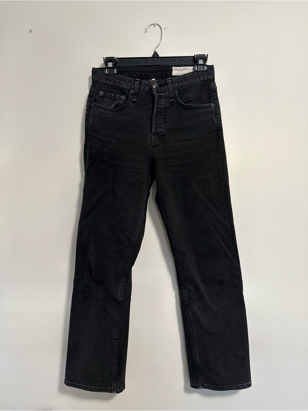 Rag & Bone Maya High Rise Ankle Straight Jeans Black Vintage 23